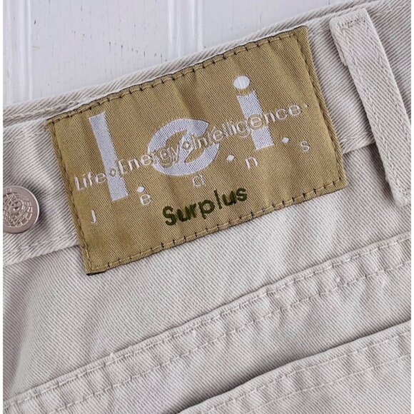 LEI Surplus High-Waisted Denim Shorts Size 5 Beige 100% Cotton Y2k Juniors - Picture 3 of 6